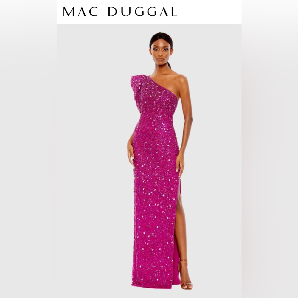 NWT Beautiful Beaded Hot Pink Mac Duggal Gown
